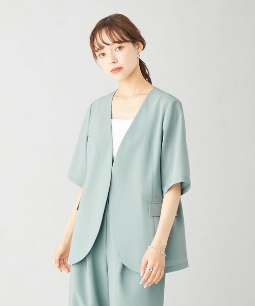 【美品】＜EMMEL REFINES＞EM Vカラー シングルジャケット UNITED ARROWS green label relaxing｜<EMMEL REFINES>EM V