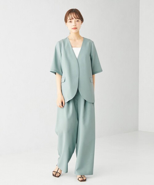 EMMEL REFINES（エメルリファインズ）の「＜EMMEL REFINES＞EM ノーカラー カーブ シャツジャケット（ノーカラージャケット・レディース・ライトブルー/ライトグレー・FREE）」の22枚目の写真