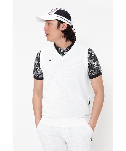 PEARLY GATES】コットンビーム×アモッサLS Vネックニットベスト