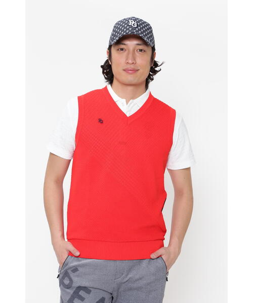 PEARLY GATES】コットンビーム×アモッサLS Vネックニットベスト