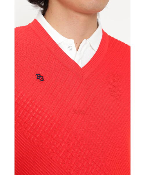 PEARLY GATES】コットンビーム×アモッサLS Vネックニットベスト