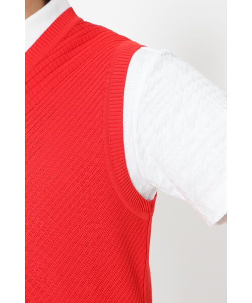 PEARLY GATES】コットンビーム×アモッサLS Vネックニットベスト