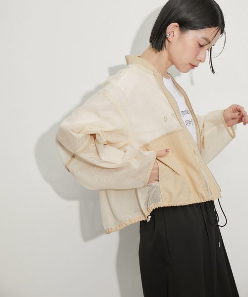 アダムエロペ メッシュカーディガン ADAM ET ROPE' カーディガン ドロストシアーメッシュ
