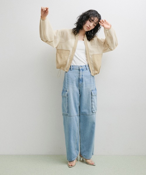 ADAM ET ROPE'（アダムエロペ）の「【定番・追加】メッシュカーディガン（カーディガン/ボレロ・レディース・ホワイト/ブラック/ベージュ・FREE）」の13枚目の写真