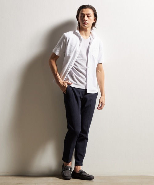 HIDEAWAYS NICOLE（ハイダウェイニコル）の「サッカーチェックショートレギュラーカラー半袖シャツ（シャツ/ブラウス・メンズ・ホワイト/ブラック×ホワイト/ホワイト×ネイビー/ブラック×グレー/ネイビー×ホワイト・LARGE/X-LARGE/XX-LARGE/MEDIUM）」の20枚目の写真