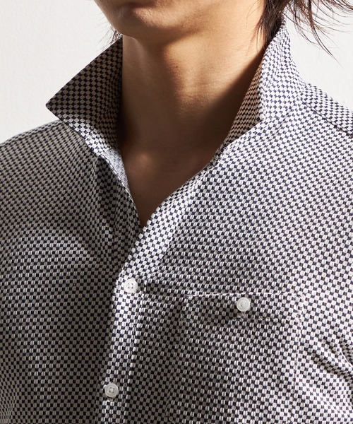 HIDEAWAYS NICOLE（ハイダウェイニコル）の「サッカーチェックショートレギュラーカラー半袖シャツ（シャツ/ブラウス・メンズ・ホワイト/ブラック×ホワイト/ホワイト×ネイビー/ブラック×グレー/ネイビー×ホワイト・LARGE/X-LARGE/XX-LARGE/MEDIUM）」の14枚目の写真