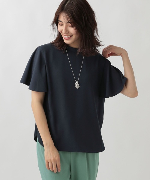 Elura（エルーラ）の「サラサラサマー袖フリルブラウス（シャツ/ブラウス・レディース・ホワイト/ダークネイビー/ブラック/ブラック系その他・MEDIUM/LARGE）」の4枚目の写真