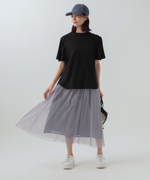 Elura（エルーラ）の「サラサラサマー袖フリルブラウス（シャツ/ブラウス・レディース・ホワイト/ダークネイビー/ブラック/ブラック系その他・MEDIUM/LARGE）」の9枚目の写真