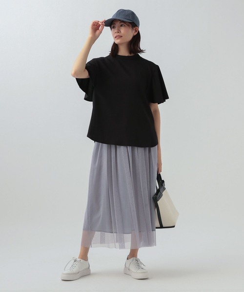 Elura（エルーラ）の「サラサラサマー袖フリルブラウス（シャツ/ブラウス・レディース・ホワイト/ダークネイビー/ブラック/ブラック系その他・MEDIUM/LARGE）」の10枚目の写真