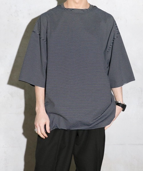 SUNNY  SPORTS（サニースポーツ）の「SUNNY SPORTS / サニースポーツ BORDER BASQUE SS TEE ボーダーバスク TEE（Tシャツ/カットソー・メンズ・ブラック/ブラック系その他/ブルー系その他/ネイビー・X-SMALL/MEDIUM/LARGE）」の22枚目の写真