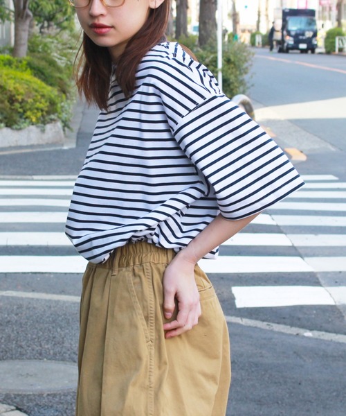 SUNNY  SPORTS（サニースポーツ）の「SUNNY SPORTS / サニースポーツ BORDER BASQUE SS TEE ボーダーバスク TEE（Tシャツ/カットソー・メンズ・ブラック/ブラック系その他/ブルー系その他/ネイビー・X-SMALL/MEDIUM/LARGE）」の13枚目の写真