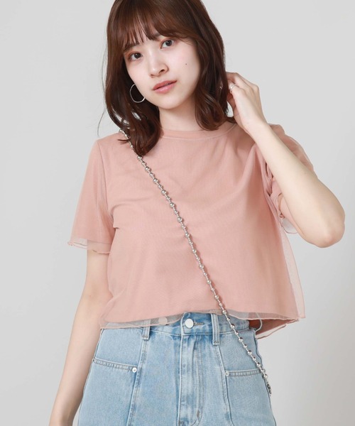 archives（アルシーヴ）の「チュールレイヤードＴシャツ（Tシャツ/カットソー・レディース・ブラック/オフホワイト/オレンジ・MEDIUM）」の17枚目の写真