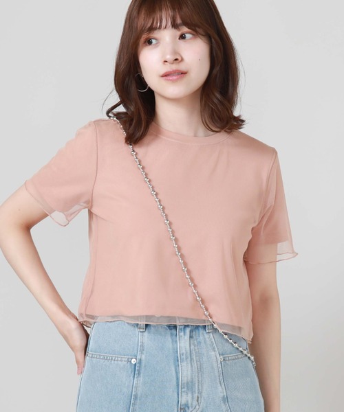 archives（アルシーヴ）の「チュールレイヤードＴシャツ（Tシャツ/カットソー・レディース・ブラック/オフホワイト/オレンジ・MEDIUM）」の18枚目の写真