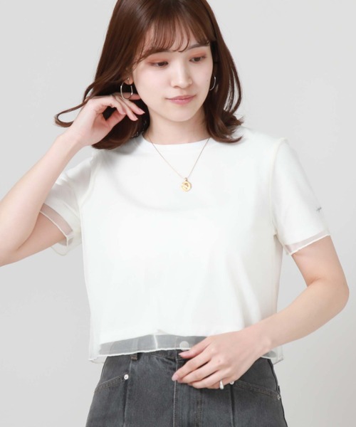 archives（アルシーヴ）の「チュールレイヤードＴシャツ（Tシャツ/カットソー・レディース・ブラック/オフホワイト/オレンジ・MEDIUM）」の10枚目の写真