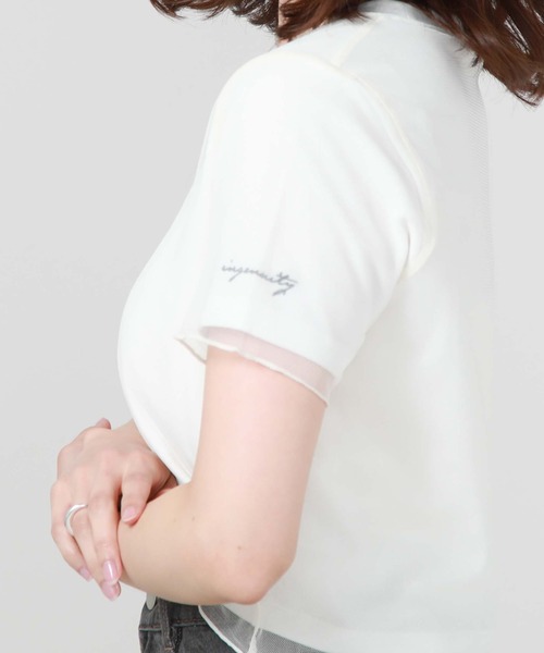 archives（アルシーヴ）の「チュールレイヤードＴシャツ（Tシャツ/カットソー・レディース・ブラック/オフホワイト/オレンジ・MEDIUM）」の11枚目の写真