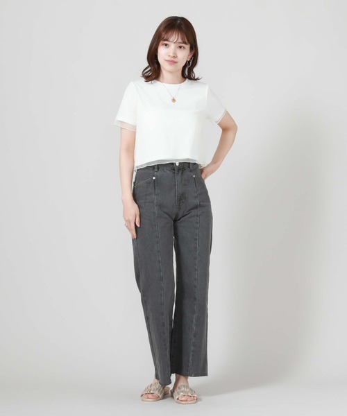 archives（アルシーヴ）の「チュールレイヤードＴシャツ（Tシャツ/カットソー・レディース・ブラック/オフホワイト/オレンジ・MEDIUM）」の12枚目の写真