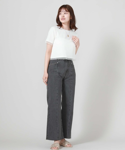 archives（アルシーヴ）の「チュールレイヤードＴシャツ（Tシャツ/カットソー・レディース・ブラック/オフホワイト/オレンジ・MEDIUM）」の15枚目の写真