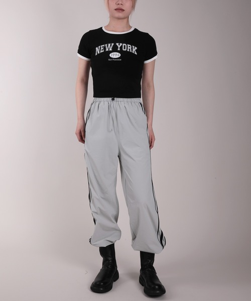 HOOK(フック)の「【HOOK】for girls 薄手サイドラインナイロンワイドパンツ 裾2WAY セットアップ可能(その他パンツ・レディース・グレー/ブラック・M/L/XL)」の9枚目の写真