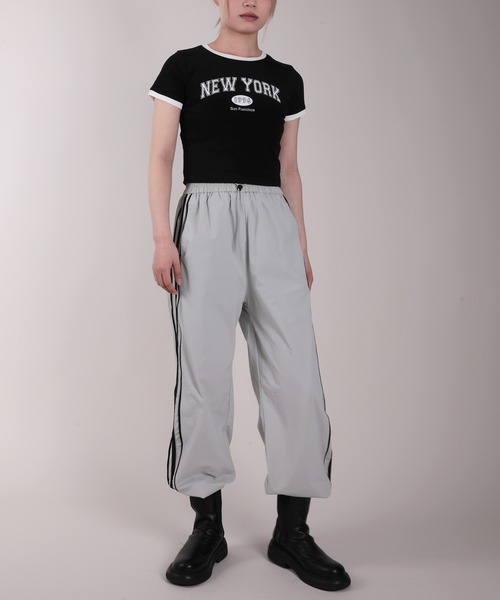 HOOK(フック)の「【HOOK】for girls 薄手サイドラインナイロンワイドパンツ 裾2WAY セットアップ可能(その他パンツ・レディース・グレー/ブラック・M/L/XL)」の10枚目の写真