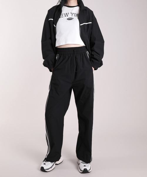 HOOK(フック)の「【HOOK】for girls 薄手サイドラインナイロンワイドパンツ 裾2WAY セットアップ可能(その他パンツ・レディース・グレー/ブラック・M/L/XL)」の18枚目の写真