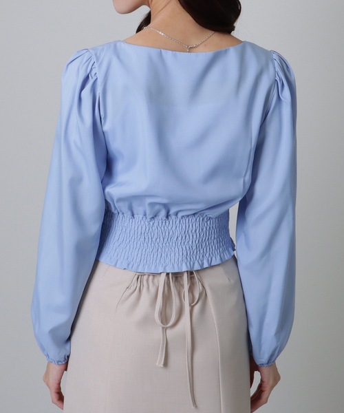 Lace Ladies(レースレディース)の「ハートネック フロントギャザー シャーリング コンパクト ブラウス(シャツ/ブラウス・レディース・ブルー/ブラック・S/XL/M)」の13枚目の写真