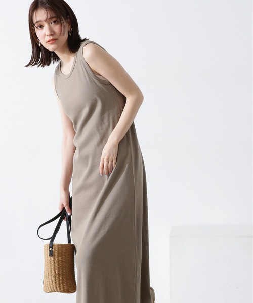 N.（N. Natural Beauty Basic）（エヌエヌナチュラルビューティーベーシック）の「◆リブノースリーブカットワンピース（ワンピース・レディース・ベージュ/ブルー/ブラック・MEDIUM）」の3枚目の写真