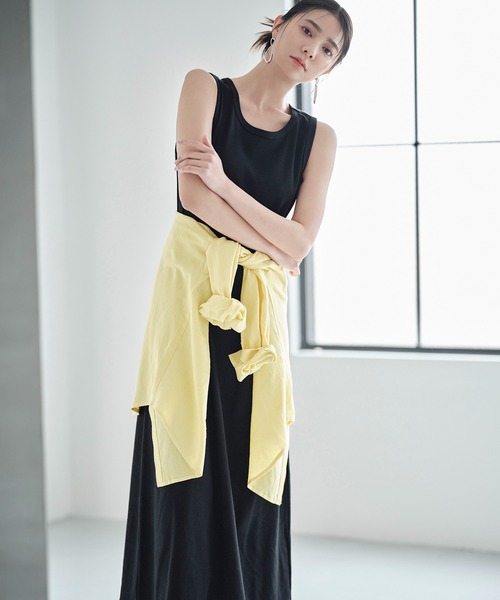 N.（N. Natural Beauty Basic）（エヌエヌナチュラルビューティーベーシック）の「◆リブノースリーブカットワンピース（ワンピース・レディース・ベージュ/ブルー/ブラック・MEDIUM）」の2枚目の写真