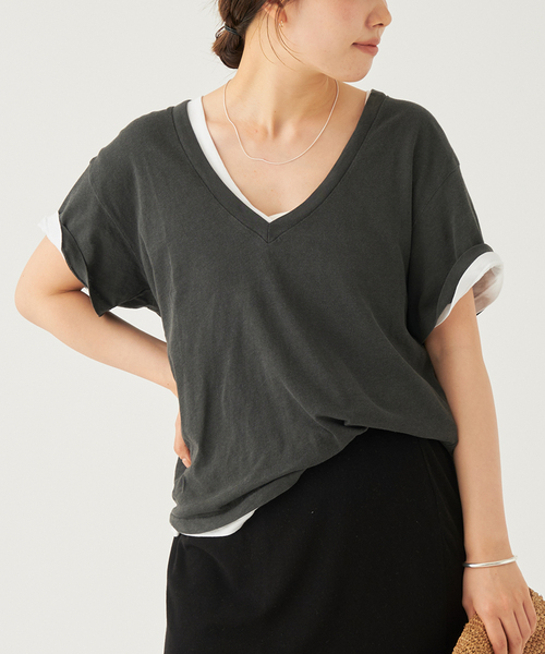 plage(プラージュ)の「THE GREAT./ザ グレイト THE V/NECK Tシャツ(Tシャツ/カットソー・レディース・スミクロ/ホワイト・FREE)」の14枚目の写真