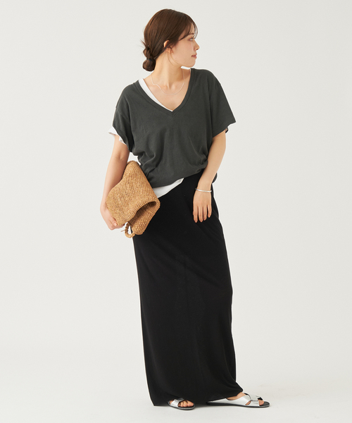 plage(プラージュ)の「THE GREAT./ザ グレイト THE V/NECK Tシャツ(Tシャツ/カットソー・レディース・スミクロ/ホワイト・FREE)」の3枚目の写真