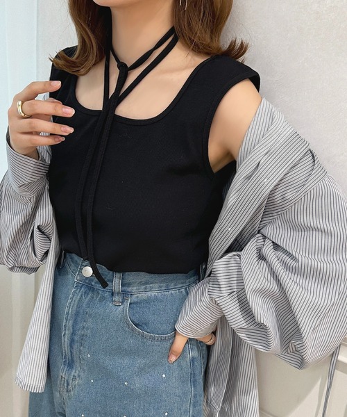 apres jour（アプレジュール）の「ストラップ＋タンクインナー【ZOZOTOWN限定アイテム】（タンクトップ・レディース・アイボリー/ブラック/ブルー・フリー/X-LARGE）」の11枚目の写真