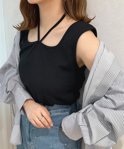 apres jour（アプレジュール）の「ストラップ＋タンクインナー【ZOZOTOWN限定アイテム】（タンクトップ・レディース・アイボリー/ブラック/ブルー・フリー/X-LARGE）」の13枚目の写真