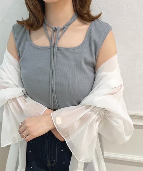 apres jour（アプレジュール）の「ストラップ＋タンクインナー【ZOZOTOWN限定アイテム】（タンクトップ・レディース・アイボリー/ブラック/ブルー・フリー/X-LARGE）」の15枚目の写真