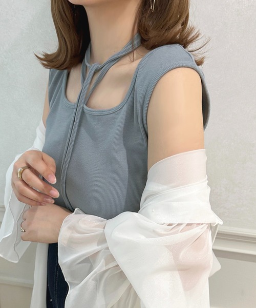 apres jour（アプレジュール）の「ストラップ＋タンクインナー【ZOZOTOWN限定アイテム】（タンクトップ・レディース・アイボリー/ブラック/ブルー・フリー/X-LARGE）」の16枚目の写真