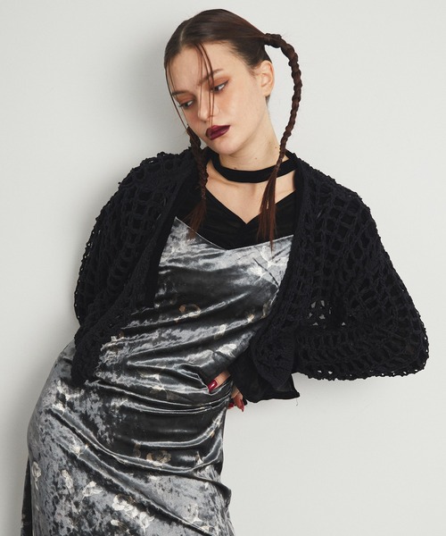 uyu.(ウユ)の「ショート丈メッシュニットカーディガン【uyu./ウユ】(カーディガン/ボレロ・レディース・グリーン/ブラック/ピンク・FREE)」の17枚目の写真