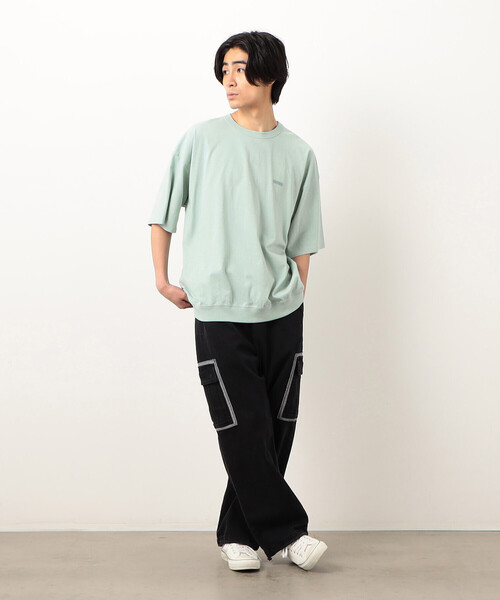 Purple&Yellow（パープルアンドイエロー）の「ワンポイントロゴプリントバルーン半袖Ｔシャツ（Tシャツ/カットソー・メンズ・ブラック/ホワイト/ミント・S/M/L）」の18枚目の写真