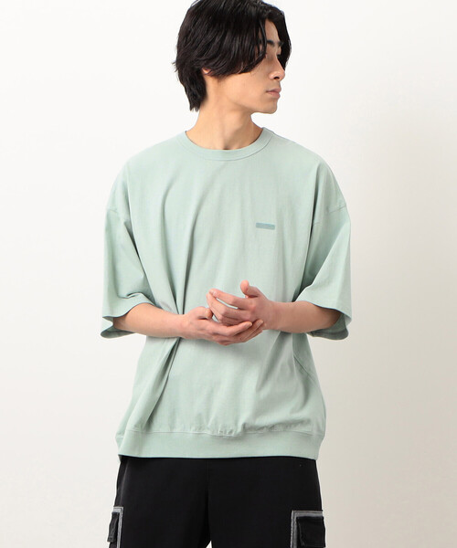 Purple&Yellow（パープルアンドイエロー）の「ワンポイントロゴプリントバルーン半袖Ｔシャツ（Tシャツ/カットソー・メンズ・ブラック/ホワイト/ミント・S/M/L）」の16枚目の写真