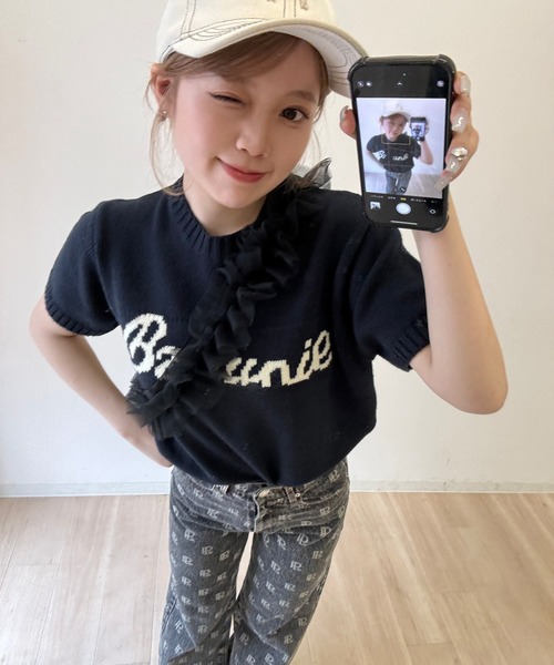 RiLi(リリ)の「くしゅくしゅチュールショルダーバッグ【RL】(ショルダーバッグ・レディース・アイボリー/ブラック・FREE)」の10枚目の写真