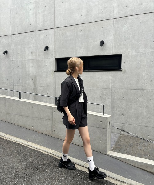 RiLi(リリ)の「くしゅくしゅチュールショルダーバッグ【RL】(ショルダーバッグ・レディース・アイボリー/ブラック・FREE)」の9枚目の写真