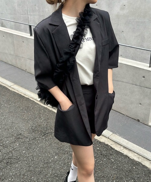 RiLi(リリ)の「くしゅくしゅチュールショルダーバッグ【RL】(ショルダーバッグ・レディース・アイボリー/ブラック・FREE)」の16枚目の写真