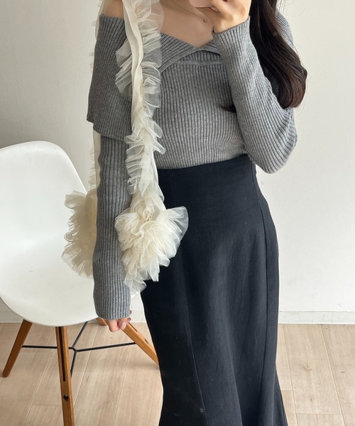 RiLi(リリ)の「くしゅくしゅチュールショルダーバッグ【RL】(ショルダーバッグ・レディース・アイボリー/ブラック・FREE)」の17枚目の写真
