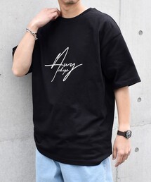 SHIPS any: スクリプト フォント グラフィック プリント Tシャツ◇