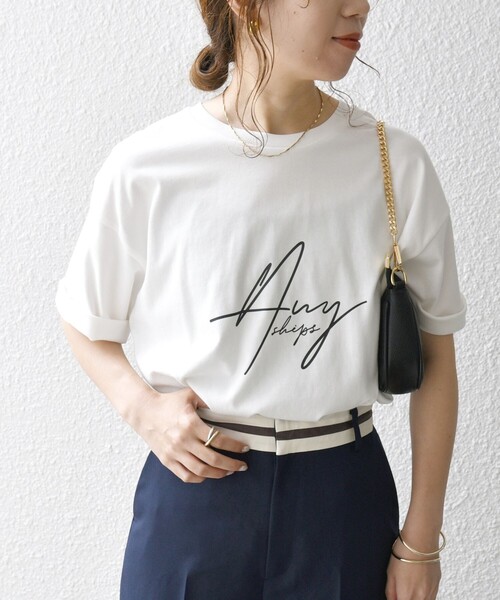 SHIPS any(シップス エニィ)の「SHIPS any: スクリプト フォント グラフィック プリント Tシャツ◇(Tシャツ/カットソー・メンズ・ブラック/ベージュ/ネイビー/ホワイト・MEDIUM/LARGE)」の18枚目の写真