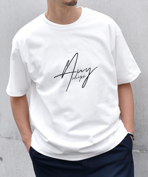SHIPS any(シップス エニィ)の「SHIPS any: スクリプト フォント グラフィック プリント Tシャツ◇(Tシャツ/カットソー・メンズ・ブラック/ベージュ/ネイビー/ホワイト・MEDIUM/LARGE)」の15枚目の写真