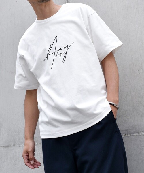 SHIPS any(シップス エニィ)の「SHIPS any: スクリプト フォント グラフィック プリント Tシャツ◇(Tシャツ/カットソー・メンズ・ブラック/ベージュ/ネイビー/ホワイト・MEDIUM/LARGE)」の14枚目の写真