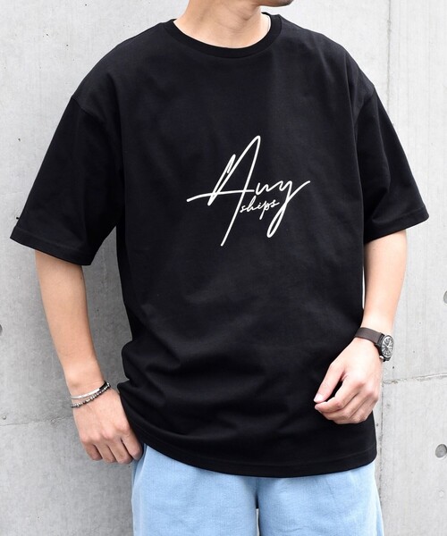 SHIPS any(シップス エニィ)の「SHIPS any: スクリプト フォント グラフィック プリント Tシャツ◇(Tシャツ/カットソー・メンズ・ブラック/ベージュ/ネイビー/ホワイト・MEDIUM/LARGE)」の10枚目の写真