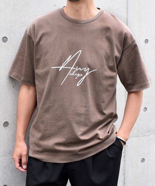 SHIPS any(シップス エニィ)の「SHIPS any: スクリプト フォント グラフィック プリント Tシャツ◇(Tシャツ/カットソー・メンズ・ブラック/ベージュ/ネイビー/ホワイト・MEDIUM/LARGE)」の6枚目の写真