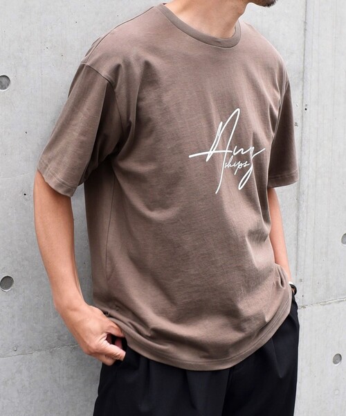 SHIPS any(シップス エニィ)の「SHIPS any: スクリプト フォント グラフィック プリント Tシャツ◇(Tシャツ/カットソー・メンズ・ブラック/ベージュ/ネイビー/ホワイト・MEDIUM/LARGE)」の5枚目の写真