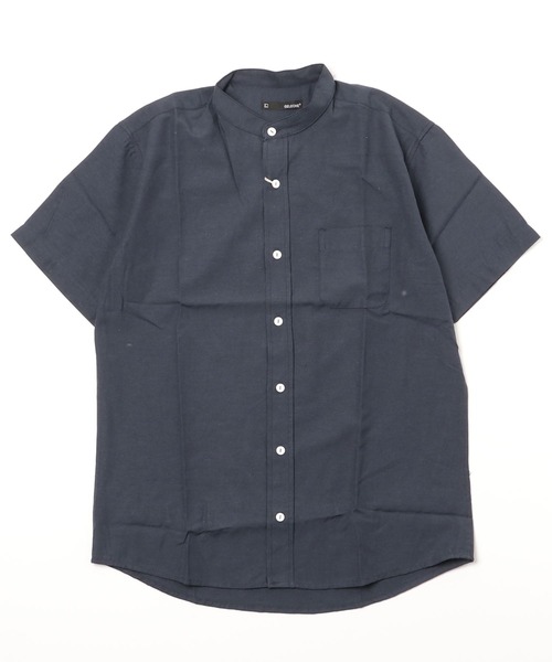 ARCADE（アーケード）の「半袖 バンドカラー オックスフォードシャツ/選べるマルチ釦&ノーマル釦（シャツ/ブラウス・メンズ・グレー/グレー系/ネイビー系/ホワイト系/サックスブルー/ネイビー/ホワイト/サックスブルー系・M/L/XL）」の9枚目の写真