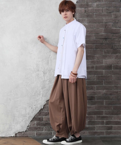 ARCADE（アーケード）の「半袖 バンドカラー オックスフォードシャツ/選べるマルチ釦&ノーマル釦（シャツ/ブラウス・メンズ・グレー/グレー系/ネイビー系/ホワイト系/サックスブルー/ネイビー/ホワイト/サックスブルー系・M/L/XL）」の13枚目の写真