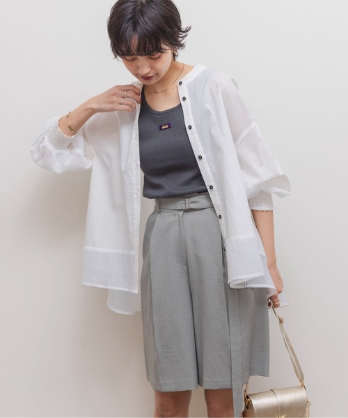 Eimee Law（エイミーロウ）の「バックシャーリング ヘムシアーブラウス（シャツ/ブラウス・レディース・ブラック/オフホワイト/サックスブルー・38）」の9枚目の写真